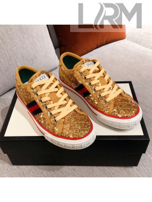 Gucci Tennis 1977 Sequins Low-Top Sneakers Gold 2021