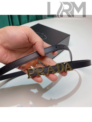 Prada Saffiano Calfskin Belt 15mm with PRADA Buckle Black/Gold 2020