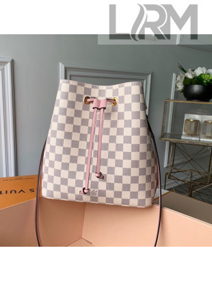 Louis Vuitton Noe Bucket Bag in Damier Azur Canvas N40152 Pink 2019