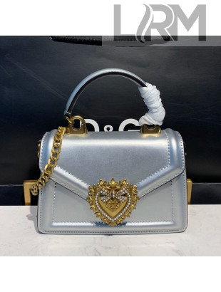 Dolce&Gabbana Small Devotion Metallic Leather Top Handle Bag Silver 2019