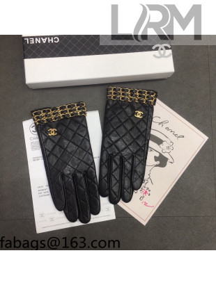 Chanel Lambskin Chain Gloves Black 2021 102917