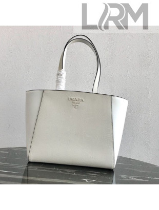 Prada Saffian Calfskin Tote Bag 1BG288 White 2019