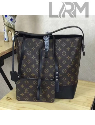 Louis Vuitton Monogram Canvas and Calfskin Hobo Bag Black 2018