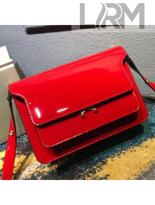 Marni Trunk Bag In Patent Calfskin Red 2018