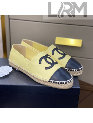 Chanel CC Lambskin Espadrilles Yellow 2021 01