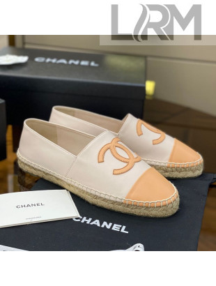 Chanel CC Lambskin Espadrilles White/Apricot 2021 02