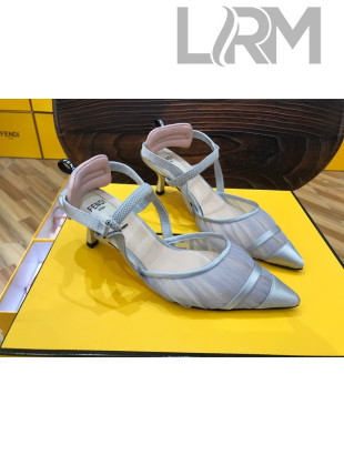 Fendi Colibri Slingback in Grey and Satin Mesh 55mm 2020