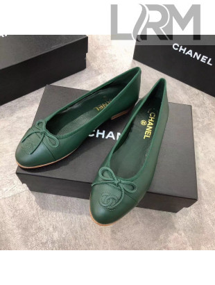 Chanel Lambskin Leather Ballerinas Green 2019