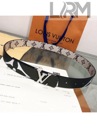 Louis Vuitton Giant Monogram LV Iconic 30mm Reversible Belt M0151U Khaki Green/Silver 2019