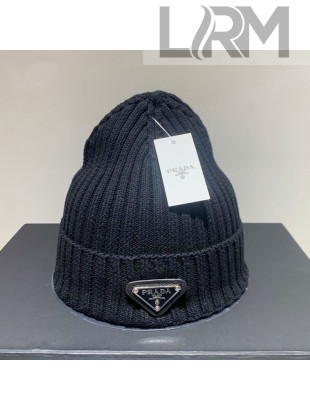 Prada Logo Knit Hat Black 2021