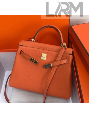 Hermes Kelly 25cm/28cm/32cm Togo Leather Bag Orange(Gold Hardware)