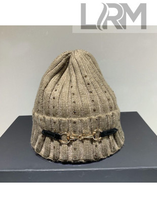 Gucci Horsebit Wool Knit Hat Khaki Grey 2021