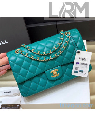 Chanel Quilted Lambskin Medium Classic Flap Bag A01112 Original Quality Cyan/Gold 2021 