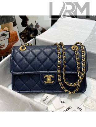 Chanel Grained Calfskin Medium Square Flap Bag AS2357 Navy Blue 2021