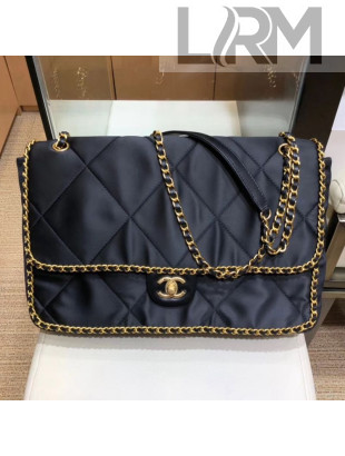 Chanel Quilted Satin Chain Trim Flap Bag AS1030 Black 2019