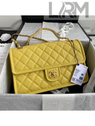 Chanel Grained Calfskin Large Square Flap Bag AS2358 Yellow 2021