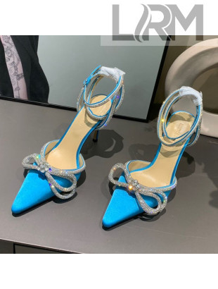 Mach & Mach Silk Bow Wrap Pumps 9cm Blue 2021 20