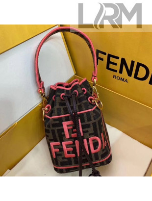 Fendi Roma Amor FF Fabric Mon Tresor Mini Bucket Bag Brown/Pink 2019