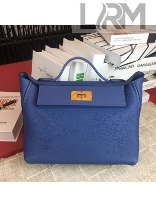 Hermes Original Togo And Swift Leather Kelly 24/24 Bag Blue 2018 (Gold Hardware)