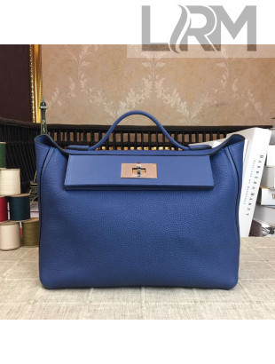 Hermes Original Togo And Swift Leather Kelly 24/24 Bag Blue 2018 (Silver Hardware)