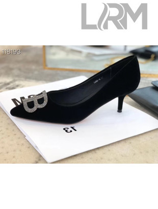 Balenciaga Crystal BB Velvet Pumps 6cm Black 2019