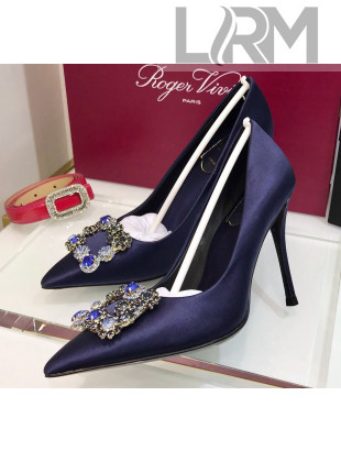 Roger Vivier Silk Flower Strass Pumps With 10cm Heel Blue 2020