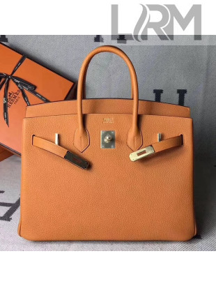 Hermes Original Togo Leather Birkin 25/30/35 Handbag Orange (Gole-tone Hardware)