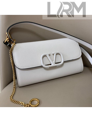 Valentino VSling Grainy Calfskin Wallet with Chain Strap 0999 White 2020