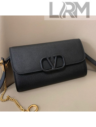 Valentino VSling Grainy Calfskin Wallet with Chain Strap 0999 Black 2020