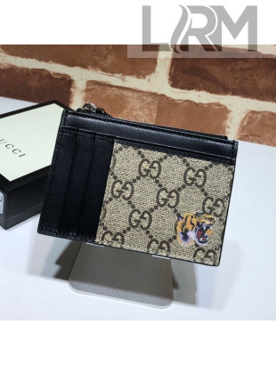 Gucci GG Canvas Leather Tiger Card Case 597555 2019