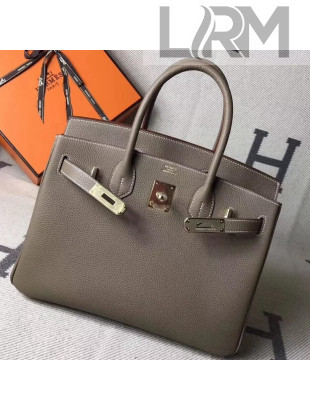 Hermes Original Togo Leather Birkin 25/30/35 Handbag Mouse Grey (Gole-tone Hardware)