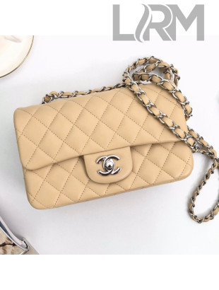 Chanel Lambskin Mini Flap Bag A69900 Apricot 2021(Silver-Tone Metal)