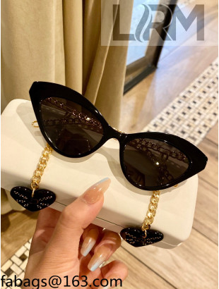 Gucci Cat Sunglasses Black/Crystal GG0978 2021  01