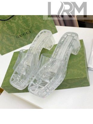 Gucci Transparent Rubber Slide Sandals White 2021 