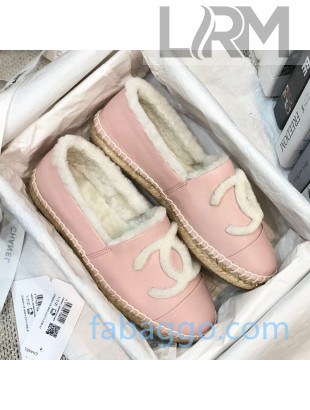 Chanel Lambskin Wool CC Flat Espadrilles Pink 2020