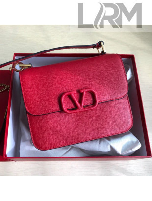 Valentino Large VSLING Grained Calfskin Shoulder Bag 0074L Red 2019