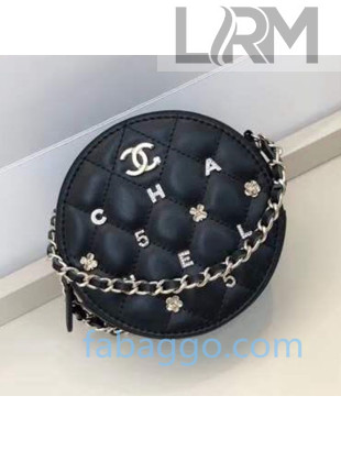 Chanel Lambskin Round Clutch with Chain and Metal Charms AS8881 Black 2020