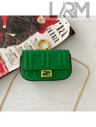 Fendi FF Lambskin Nano Baguette Charm Green 2022