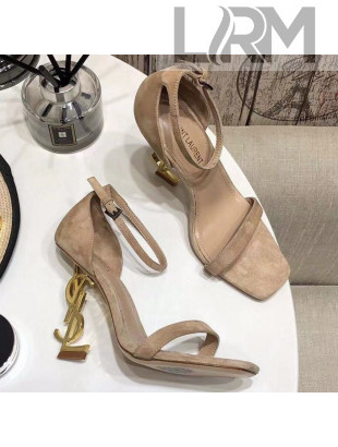 Saint Laurent Cassandra Suede Sandals 11cm Camel Brown 2021