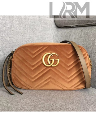 Gucci GG Marmont Velvet Small Camera Shoulder Bag 447632 Apricot 2018