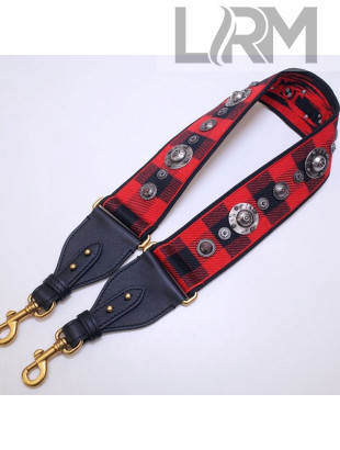 Dior Christian Dior Shoulder Strap in Checker Canvas Red 2019