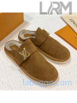 Louis Vuitton LV Cosy Suede Mules Brown 2020 (For Women and Men)