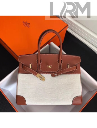 Hermes Bi-color Swift Leather And Canvas Birkin 30cm Bag (Gole-tone Hardware)