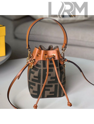 Fendi Mon Tresor Mini FF Canvas Bucket Bag Green 2020