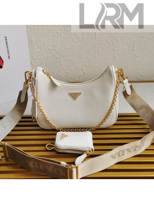 Prada Re-Edition 2005 Saffiano Leather Hobo Bag 1BH204 White 2020