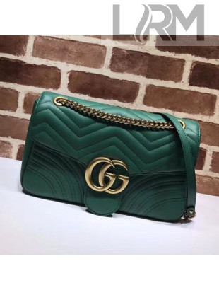 Gucci GG Marmont Medium Matelassé Shoulder Bag 443496 Green