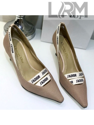 Dior J'adior Fabric Logo Band Heel Pump 6.5cm/9.5cm Beige 2019