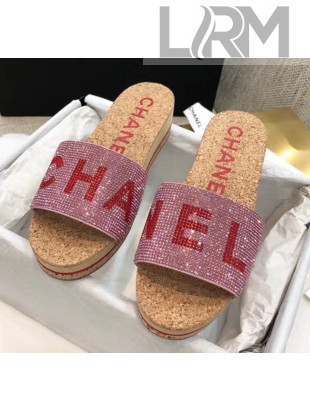 Chanel Crystal Logo Platform Mules G35799 Pink 2020