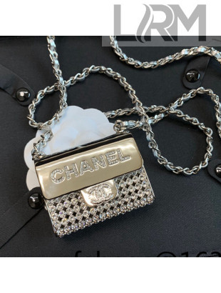 Chanel Metal Long Necklace/Tiny Bag AB7861 Silver/Crystal 2022