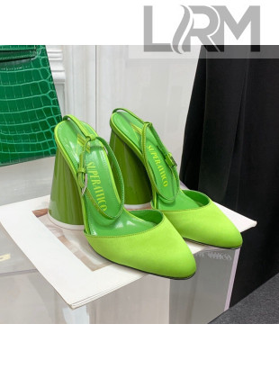 The Attico Luz Silk High Heel Open Pumps 9.5cm Green 2022